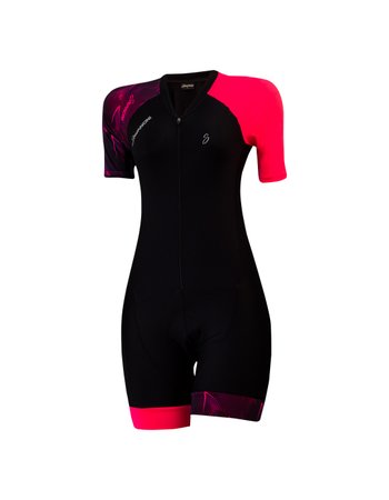 macaquinho ciclismo feminino black viper rosa neon 470