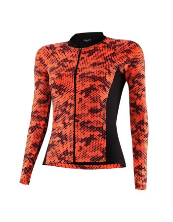 camisa ciclismo feminina savancini manga longa laranja piton 309