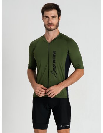 Camisa Para Ciclismo Masculina Verde Militar Savancini Fun (1110)