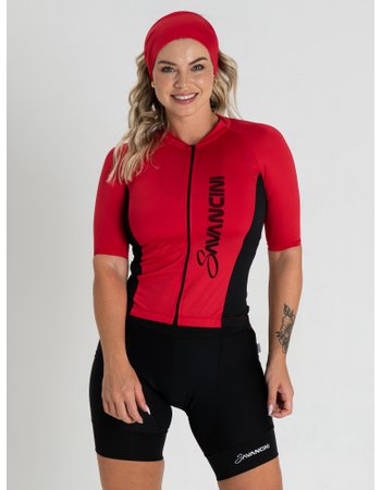 camisa para ciclismo feminina vermelha savancini fun 1306