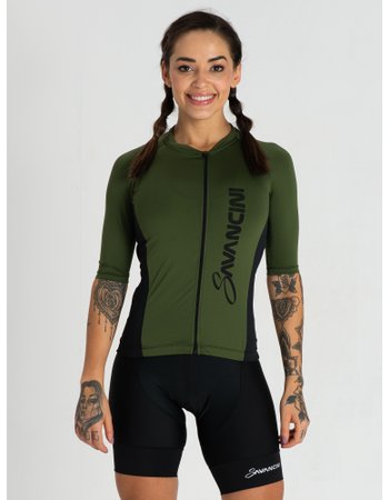 Camisa Para Ciclismo Feminina Verde Militar Savancini Fun (1306)