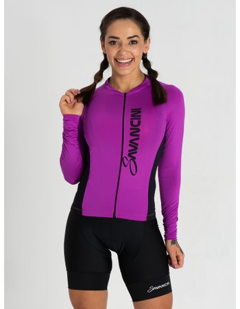 camisa para ciclismo feminina lilas manga longa savancini fun 1309 2