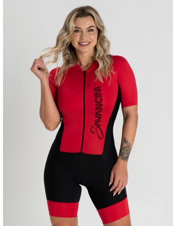 macaquinho para ciclismo feminino vermelho savancini fun 1470