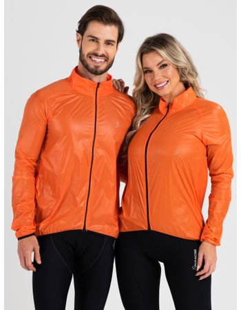 jaqueta corta vento para ciclismo laranja savancini 600 casal