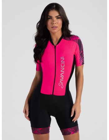 macaquinho ciclismo feminino rosa neon line savancini 473
