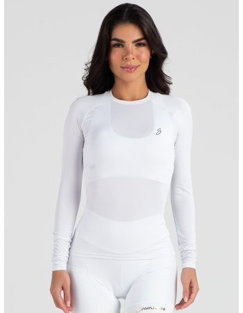Camisa Segunda Pele Para Ciclismo Feminina Branca Golden Savancini (2131)